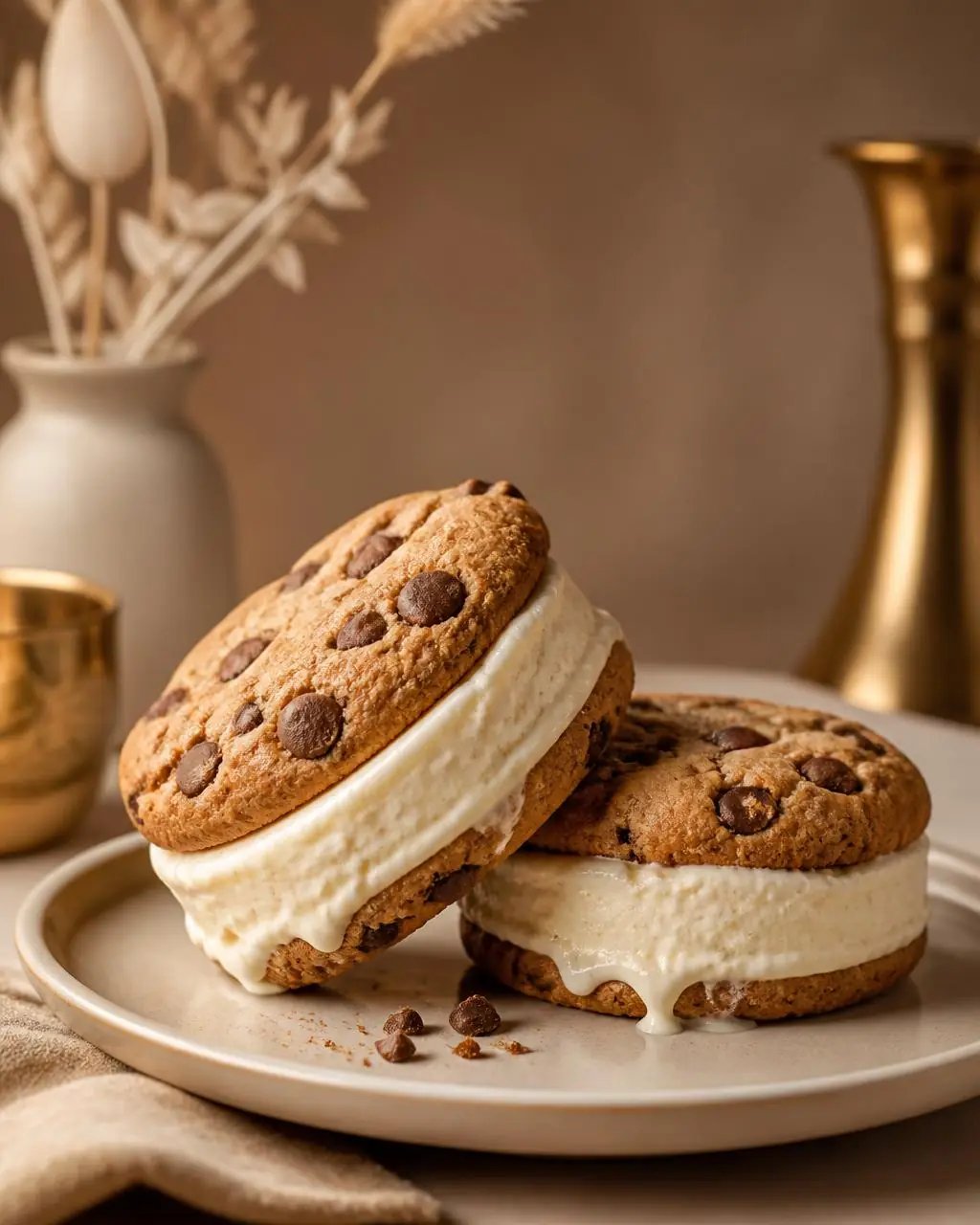 Sway Brew ice cream cookies on a beige ceramic plate